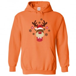 Christmas Reindeer Graphic Xmass Theme Kids & Adults Unisex Hoodie